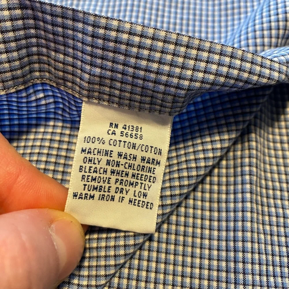 Polo Ralph Lauren Mens Custom Fit Blue Gingham Plaid 17.5 36-37 Dress Shirt Pony - Picture 6 of 9